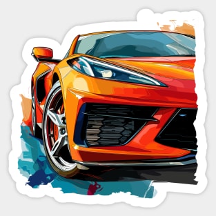 Amplify Orange C8 Corvette Graphic Big and Bold on Front and Back of T shirt Supercar Racecar C8 Corvette Sticker